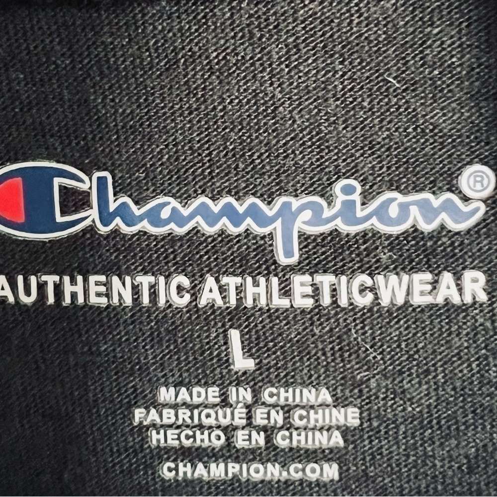 Champion Youth Black Long Sleeve Hoodie Shirt Spell Out Logo Lightweight Large - Picture 8 of 13